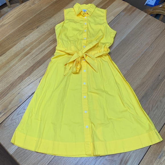 J.Crew Dresses & Skirts - J.Crew Yellow Sleeveless Button Down Belted Shirt Dress AO046 Womens Size 2 NEW